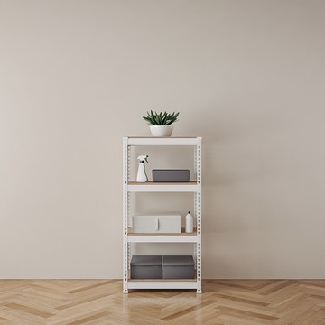 SPEEDRACK 免螺絲組裝式鋼製角鋼層架  600 x 400 x 1200mm  白色  4層