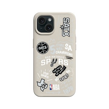 iPhone 15 SolidX 貝殼灰 - NBA - 塗鴉系列-聖安東尼奧馬刺 San Antonio Spurs - Graffiti