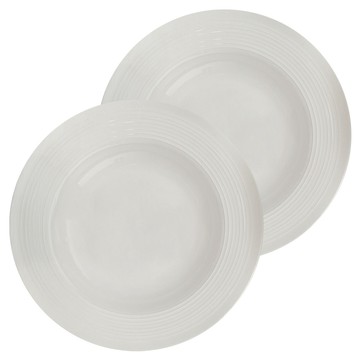 BELLOVIE 沙拉與義大利麵陶瓷圓盤  2個  白色