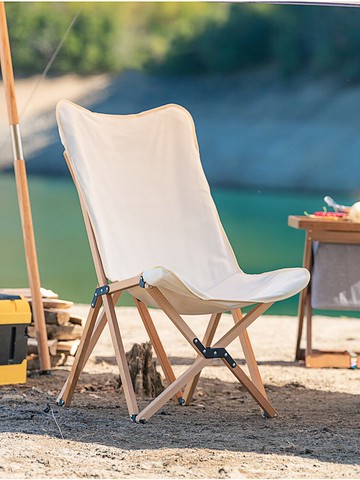 紫葉戶外實木折疊椅戶外野營公園野炊便攜椅子露營椅釣魚椅蝴蝶椅