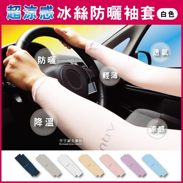 【AQUA.X】超涼感冰絲防曬袖套-無指孔款-白色 (勁涼戶外運動版)