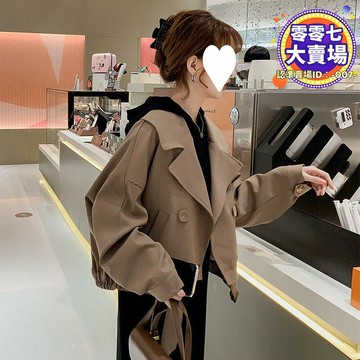 秋裝新款小個子短款風衣寬鬆西裝領女士上衣