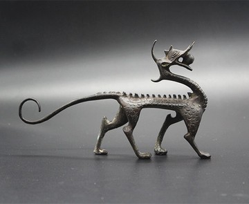 古玩雜項收藏文房四寶書法用品龍筆架中華龍筆架龍吐珠筆架1入