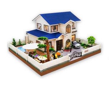 *免運費*誼居園(泳池)/大型紙紮屋/附魂身/附電池靈屋/紅/藍屋頂/往生/禮儀/百日/清明