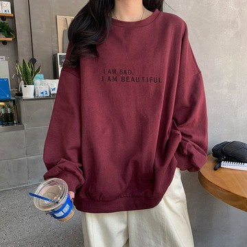 🔥熱賣款🔥新款秋冬港風簡約字母學生上衣女寬鬆薄款韓版長袖衛衣百搭潮