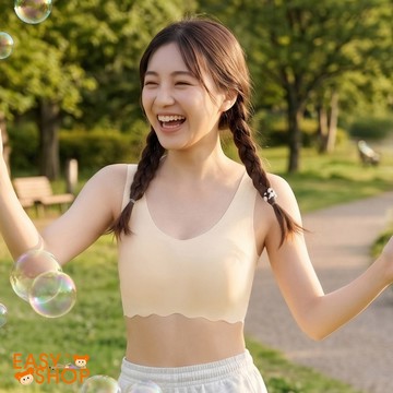 【EASY SHOP】Audrey Junior-冰紗小少女涼感無縫無痕寬版背心-冰燕麥奶