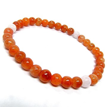 頂級紅翡種白翡5.5-6mm 天然A貨翡翠玉石手珠手鍊H76