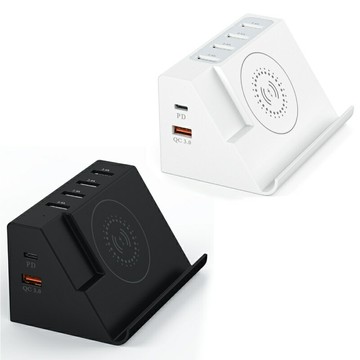 【易控王】六孔多功能無線充電器(5A1C) PD/QC3.0/USB*4 安全防護 電流智慧分流 (40-801-04)