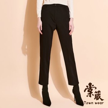 【TOWNWEAR棠葳】簡約百搭內刷毛長褲(中大尺碼/女下身/女下著/素色/腰頭彈性/口袋/保暖/禦寒)