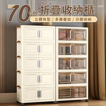 【好氣氛家居】70面寬雙開磁吸折疊五層收納櫃/2色可選