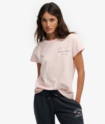 Superdry Women's Luxe Casual Classic T-shirt Pink Size: 4
