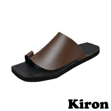 KIRON 休閒拖鞋 平底拖鞋/時尚幾何方頭個性分趾平口休閒平底拖鞋 棕