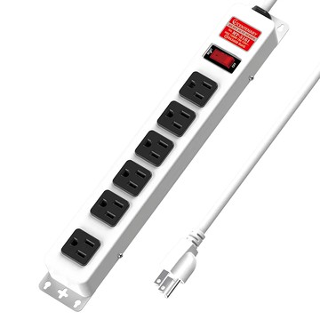 成電牌 1切6座 15A 鐵殼延長線 MT-5161 6尺 安全耐用 適用多種電器  白色  1條