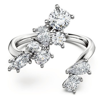 Galaxy 環繞戒指, 總重 1.25 克拉培育鑽石, 混合式切割, 18K 金（白色）