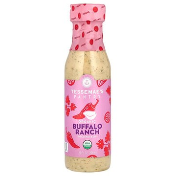 Tessemae's, 食品貯藏櫃，有機沙拉醬和蘸醬，野牛牧場，10 液量盎司（296 毫升）