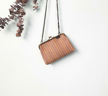 彩虹麻編 口金包 手拿包 側背包 肩背包 隨身包 編織包