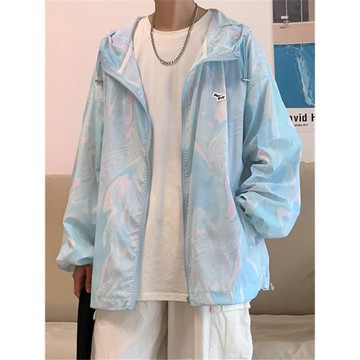 防曬衣男士港風休閑帥氣百搭寬松大碼夾克夏季薄款漸變防曬服外套