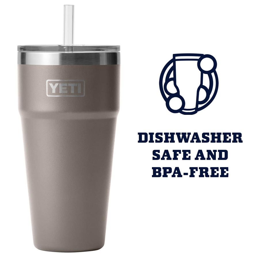 YETI Rambler 26オンス ストローカップ ストロー蓋付き 真空断熱 ステンレス製、シャープテイルトープ