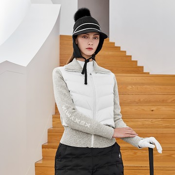 X標翻領設計針織拼接羽絨外套 | 共4色 | XGFDJ02J3