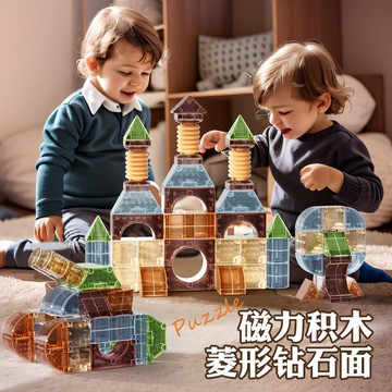 磁力積木立體大顆粒磁吸方塊片百變幾何拼裝生日禮物兒童益智玩具