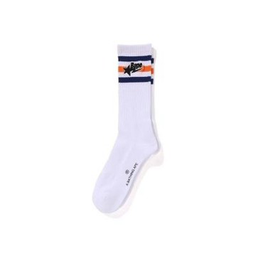 BAPE STA SOCKS 流星刺繡襪子 長襪 白色 1K70184005-WE [台灣現貨]