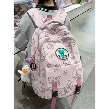 書包女初中生可愛印花ins百搭大容量背包韓版高中生大學生雙肩包