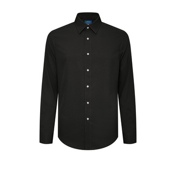 免熨防皺速乾斜紋長袖上班襯衫/墨黑色 | 3612263298