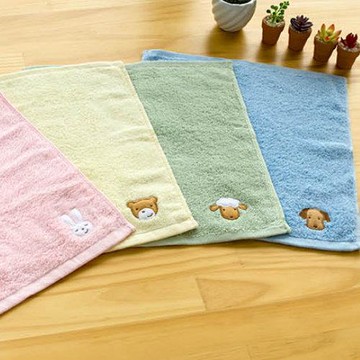 【台灣興隆毛巾】毛圈款 動物家族純棉大方巾/洗臉巾 12條方巾組