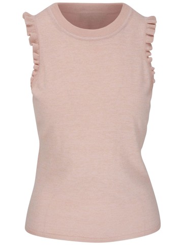PAIGE - sleeveless ruffled tank top - women - Polyamide/Acrylic/Polyester/Wool/Metallic Fibre - XS - Pink