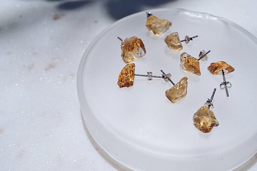 黃水晶925純銀耳環