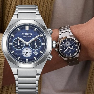 CITIZEN 星辰錶 Zenshin 超級鈦光動能計時腕錶-41mm藍 CA4691-59L
