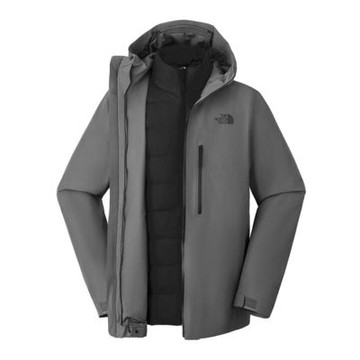 The North Face 外套 男款 運動連帽外套 三合一 衝鋒衣 羽絨 防潑水 灰 NF0A83SLRPI