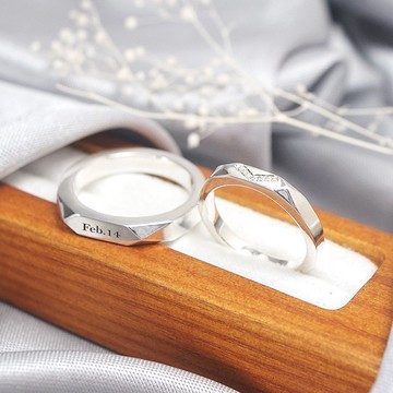 純銀可刻字 情侶對戒組 永恆時光 鑲鑽版 情侶戒指 客製