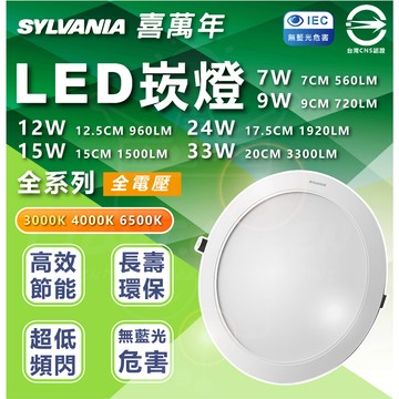 喜萬年 SYLVANIA LED坎燈7w 9w 12w 15w 保固2年 全系列坎燈