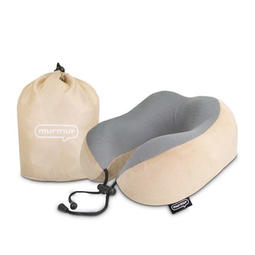murmur｜山型輕絨毛護頸附收納袋旅行頸枕 奶茶棕 NP035