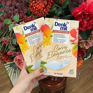 【無國界雜貨舖】德國 DM Denkmit 烘衣機專用 香氛紙 花香杏色 衣物柔軟 防皺 去靜電 防靜電烘衣紙