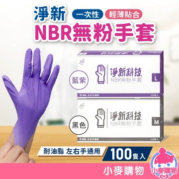 淨新NBR無粉手套 100入/盒 淨新 一次性手套 無粉手套 塑膠手套 手套 無細粉手套 【小麥購物】【B080】