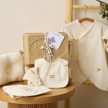 新生兒有機棉蝴蝶衣彌月禮盒・安心滿月禮5件組_HomeyOrganic