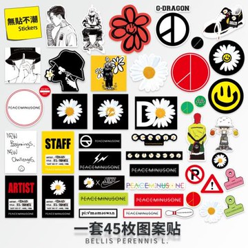 45張GD權志龍小雛菊行李箱貼紙潮牌ipad電腦手機頭盔滑板防水貼畫