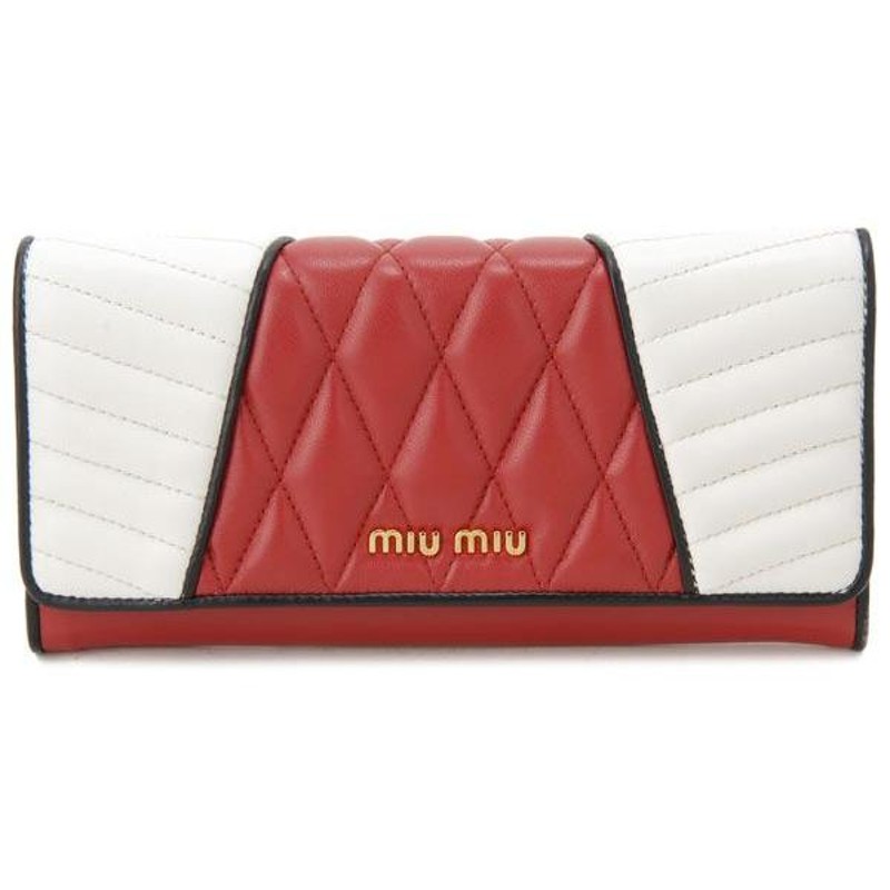 ミュウミュウ MIUMIU 長財布 5M1109-2A9F-F0976 ナッパバイカー レッド ...