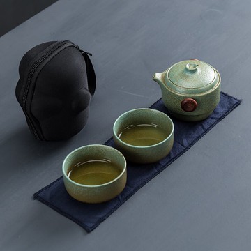粗陶快客杯防燙陶瓷一壺兩杯便攜旅行功夫茶具套裝戶外隨身簡約