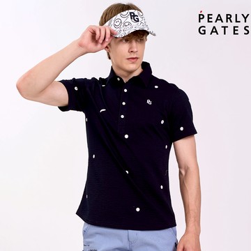 【ṔEARLY GATES】男款深藍色凹凸織紋帶來爽觸感流暢剪裁短袖POLO衫 JGV20417