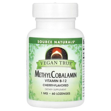 Source Naturals, Vegan True，甲基鈷胺素，櫻桃味，1 毫克，60 片含片
