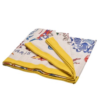 HERMES 經典Attendant Ulysse駿馬圖騰喀什米爾方巾/披巾(黃色)