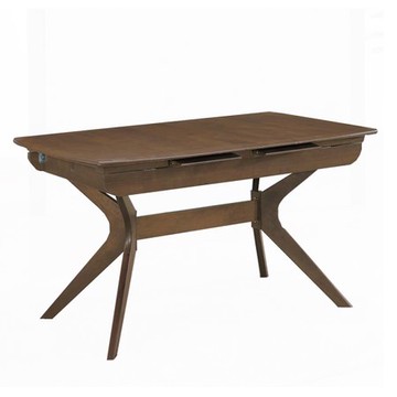 日式神奈川胡桃色全實木拉合餐桌