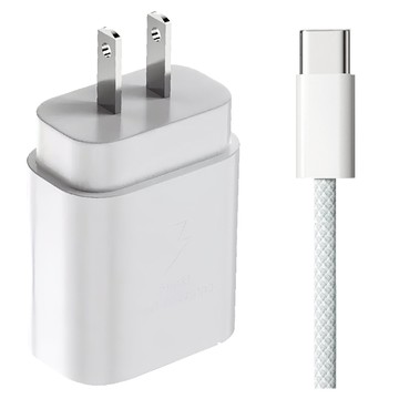 DTAudio iPhone專用快充組 25W充電頭 + Type-C to Type-C充電線 0.3m iPhone15 後皆可使用  1組  白色