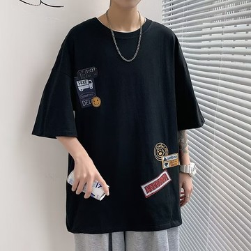 M-8XL男生大碼休閒短袖男 情侶款短袖T恤 oversize t恤男生大尺碼T恤男生落肩五分袖 加大碼寬鬆男生T恤百搭