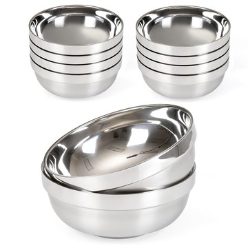 O'lbia 不鏽鋼 304 雙層 拉麵碗 20公分  10個  銀色