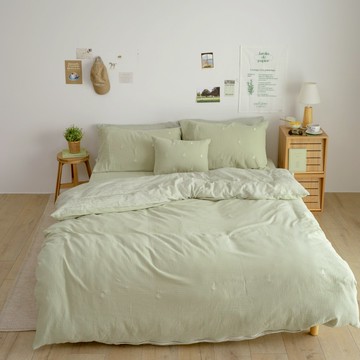 翔仔居家 雙層紗刺繡 床包被套組【森語】多尺寸任選 薄被套 鋪棉被套 兩用被 棉被 100%長絨棉 二重紗