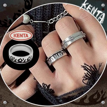 黑火焰戒指 不鏽鋼 抗敏材質 可配戴洗澡 開口戒指 休閒 健太選物⋆˖°